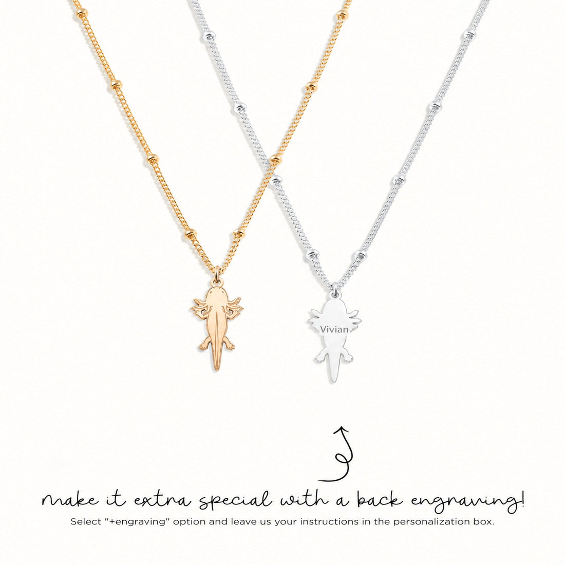 Pink Axolotl Beady Necklace