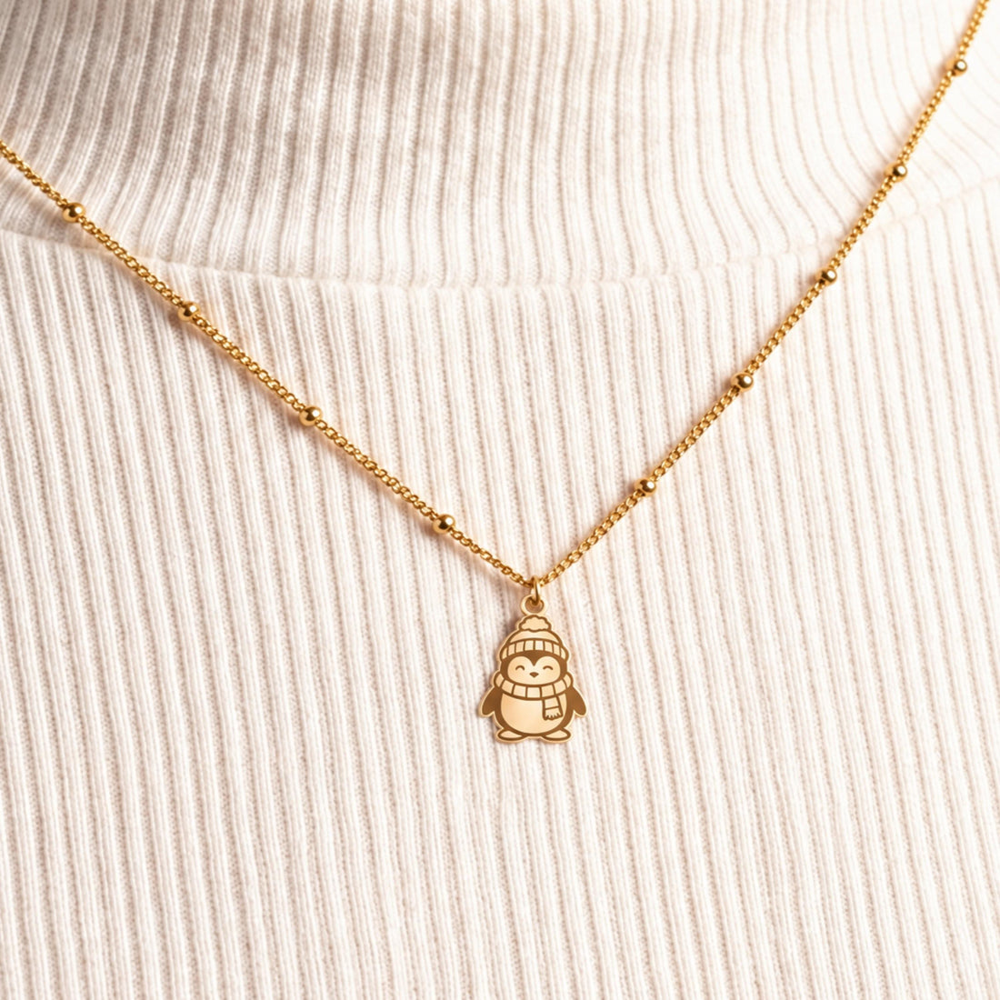 Penguin Charm Beady Necklace
