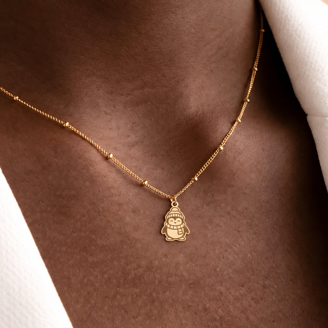 Penguin Charm Beady Necklace