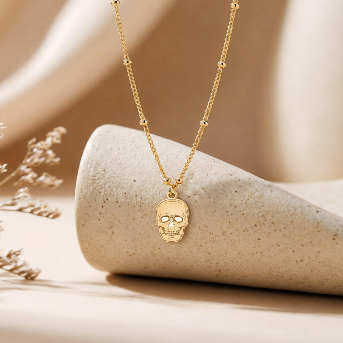Human Skull Beady Necklace
