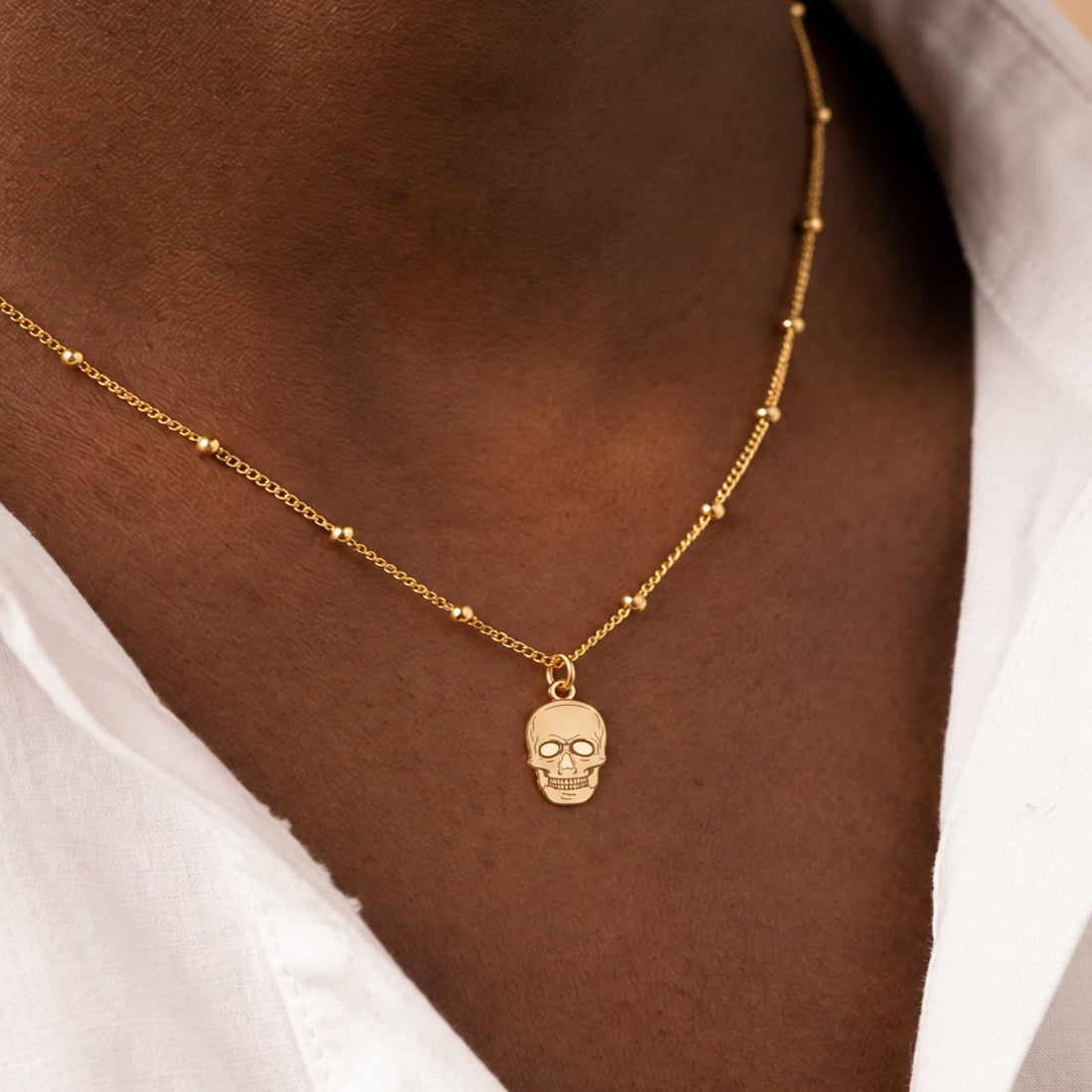 Human Skull Beady Necklace