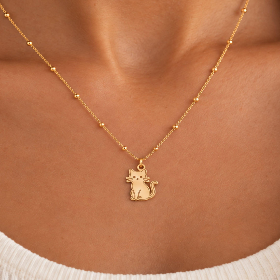 Sitting Cat Charm Necklace