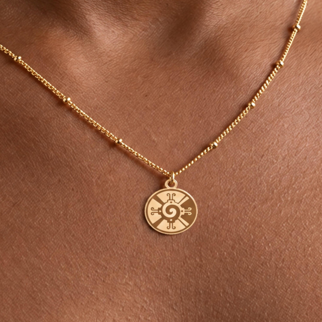 Aztec Sun Charm Necklace