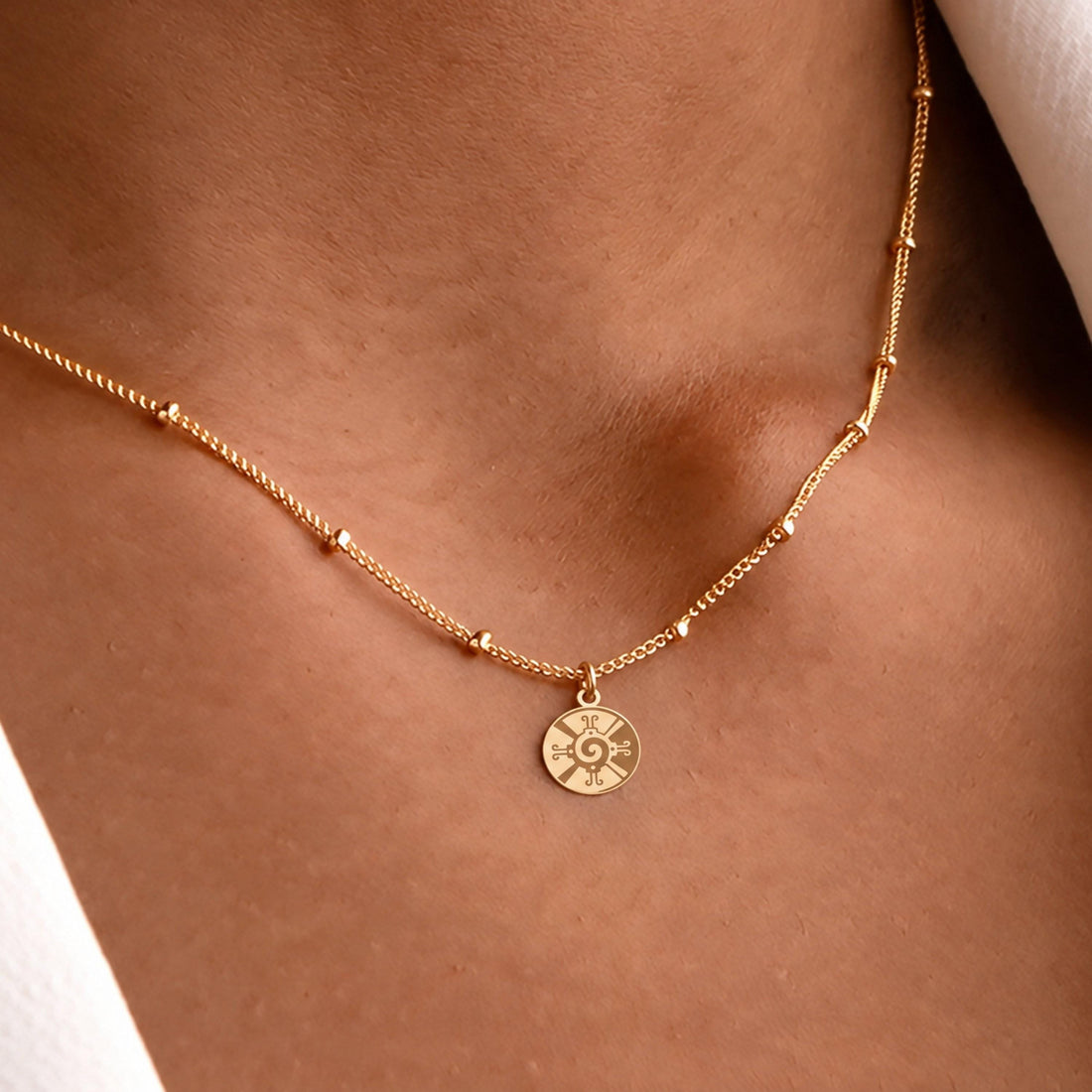 Aztec Sun Charm Necklace