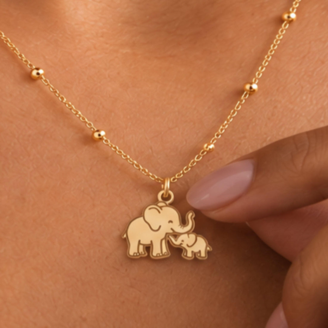 Elephant Calf Charm Necklace