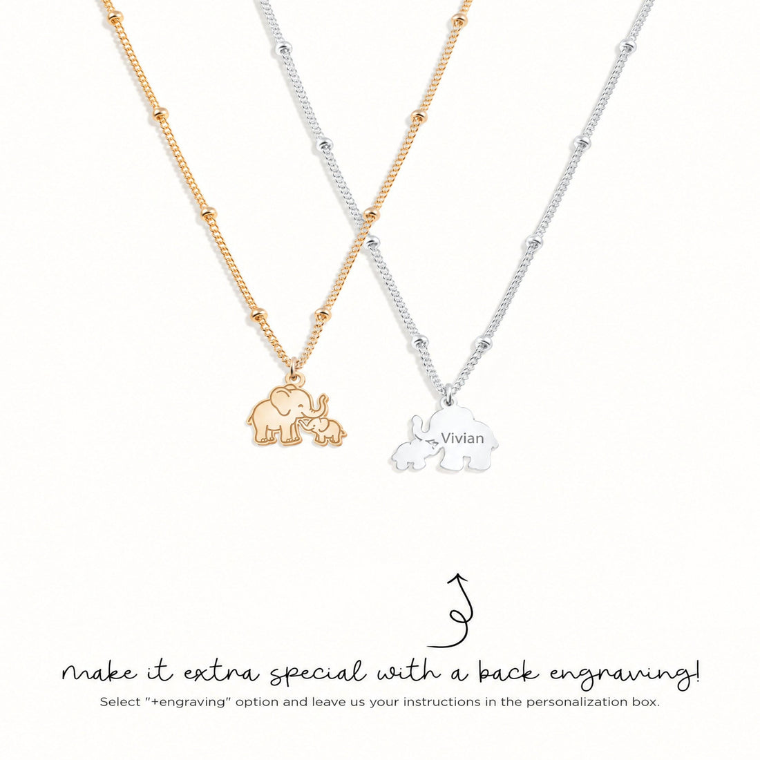 Elephant Calf Charm Necklace