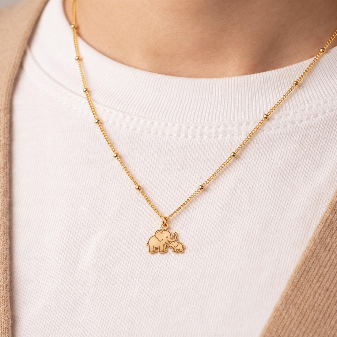 Elephant Calf Charm Necklace