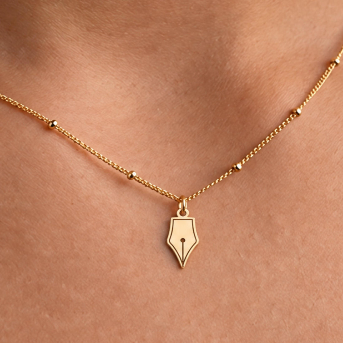 Pen Nib Charm Necklace