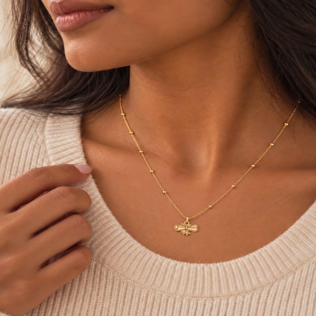 Diploma Scroll Charm Necklace
