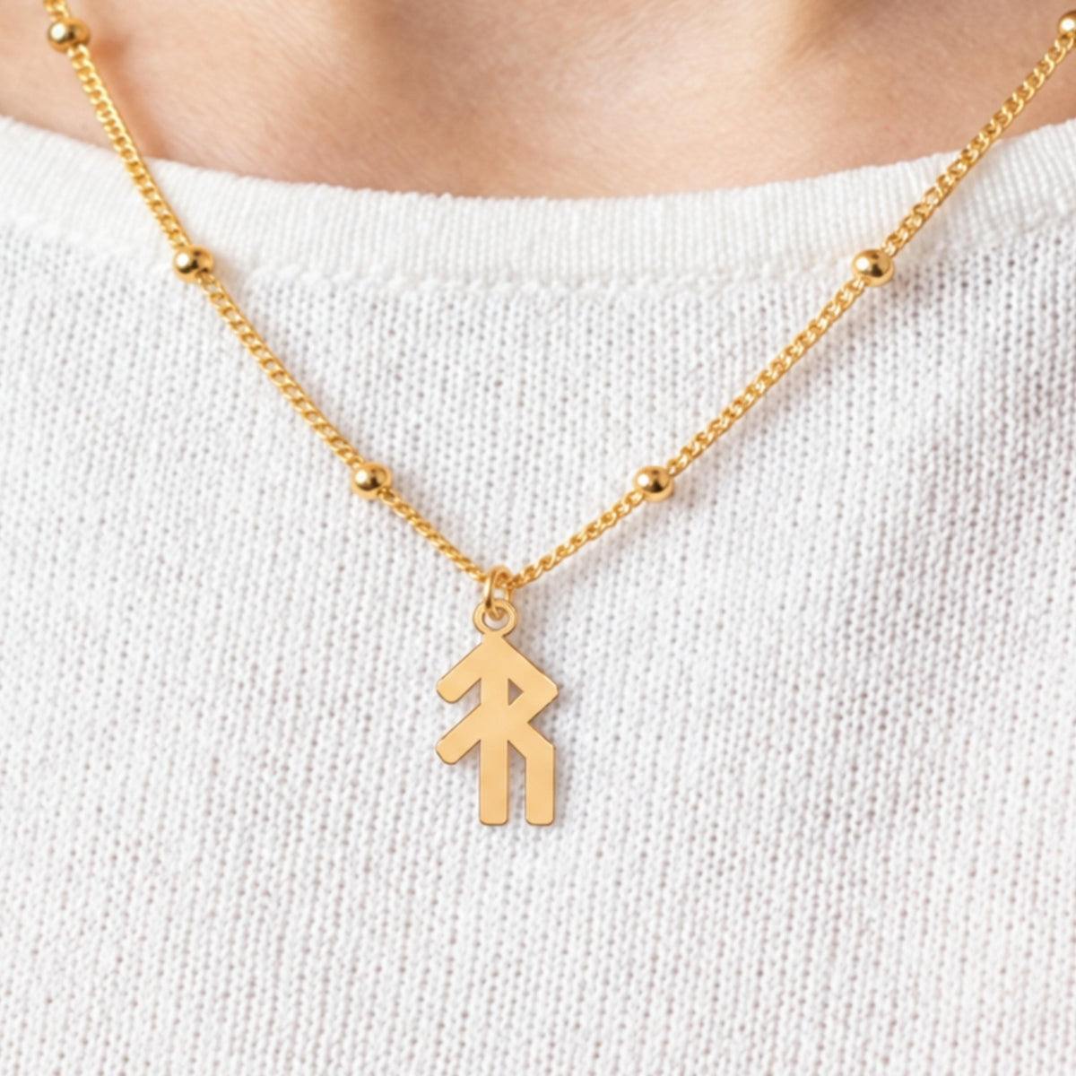 Algiz Rune Beady Necklace