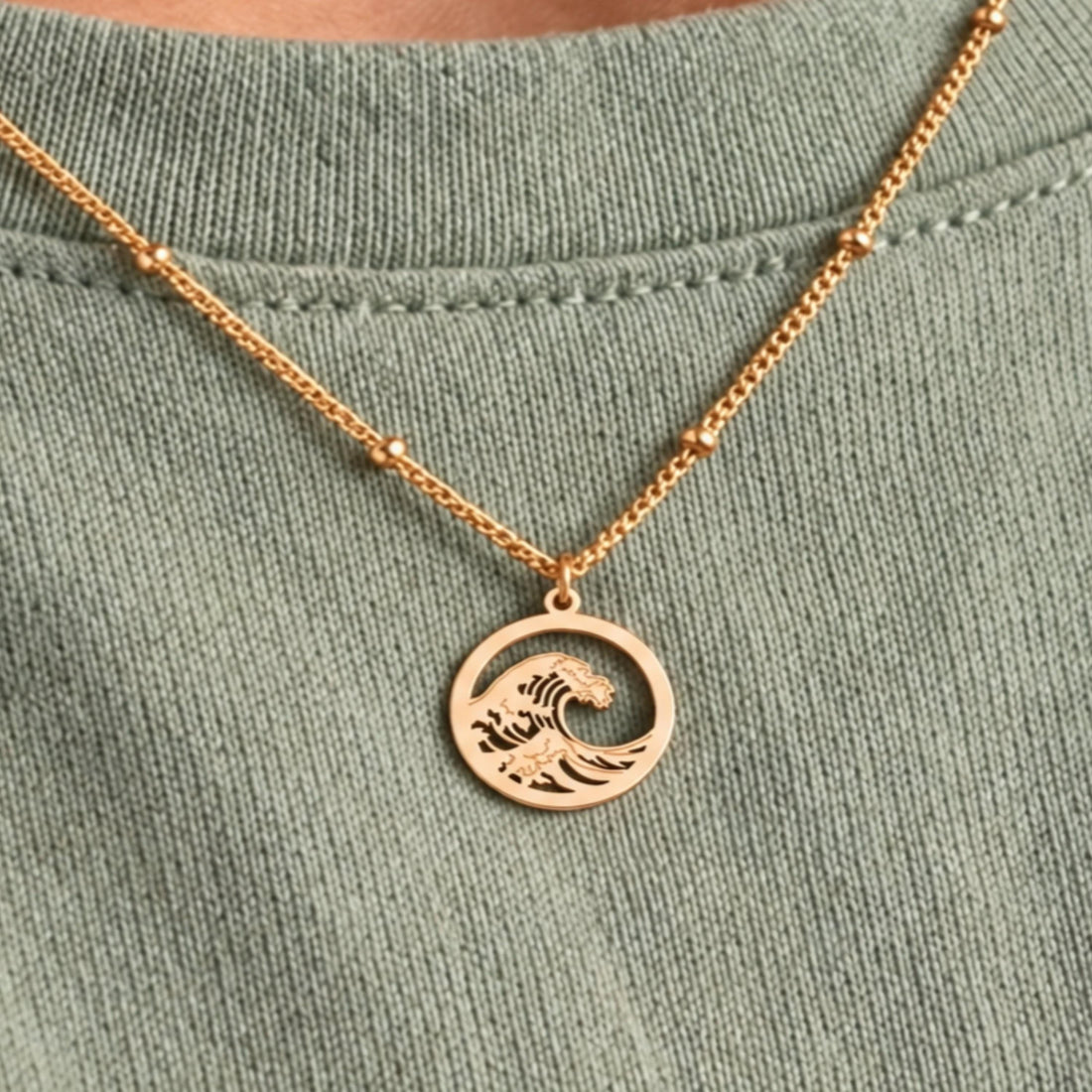 Ocean Wave Charm Necklace