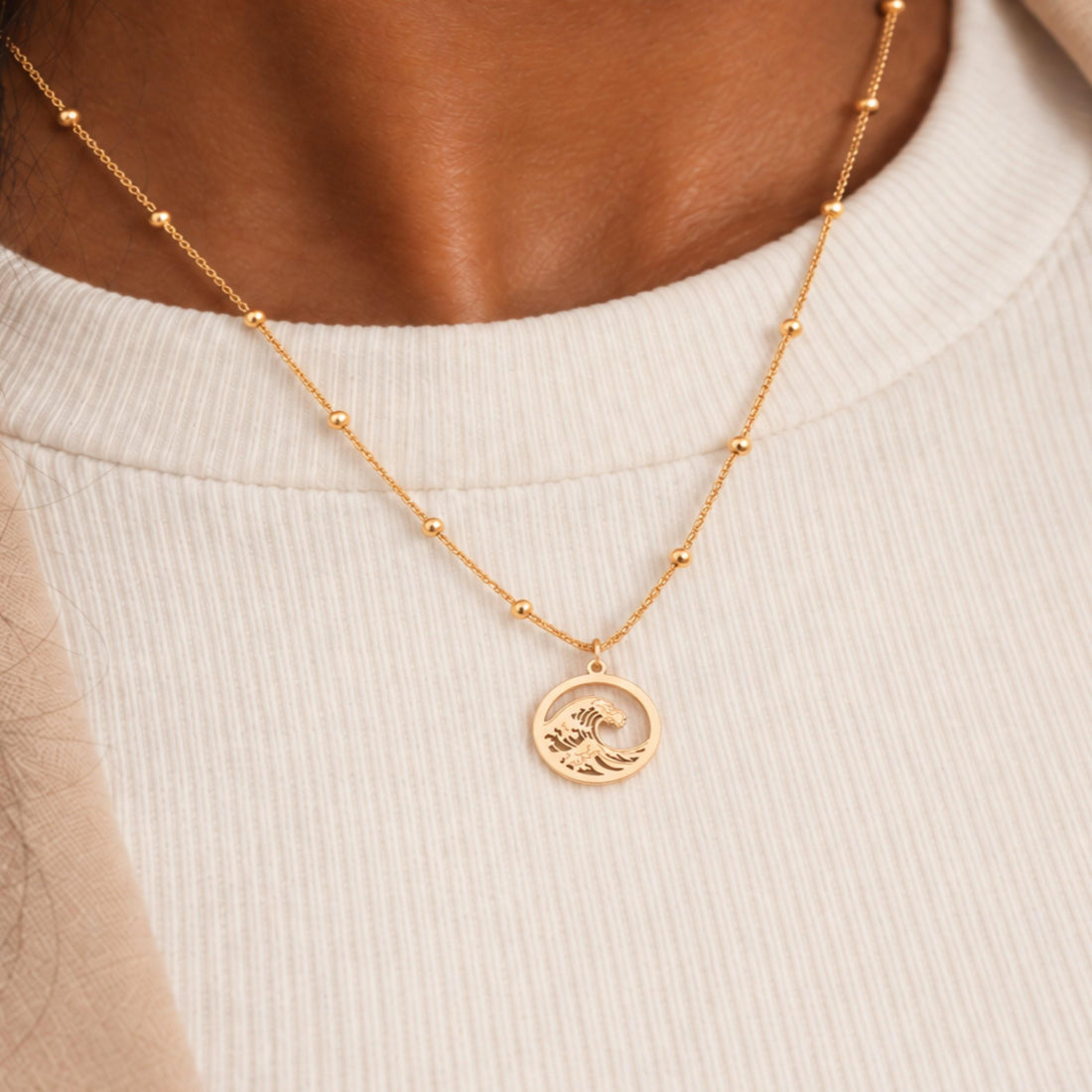 Ocean Wave Charm Necklace