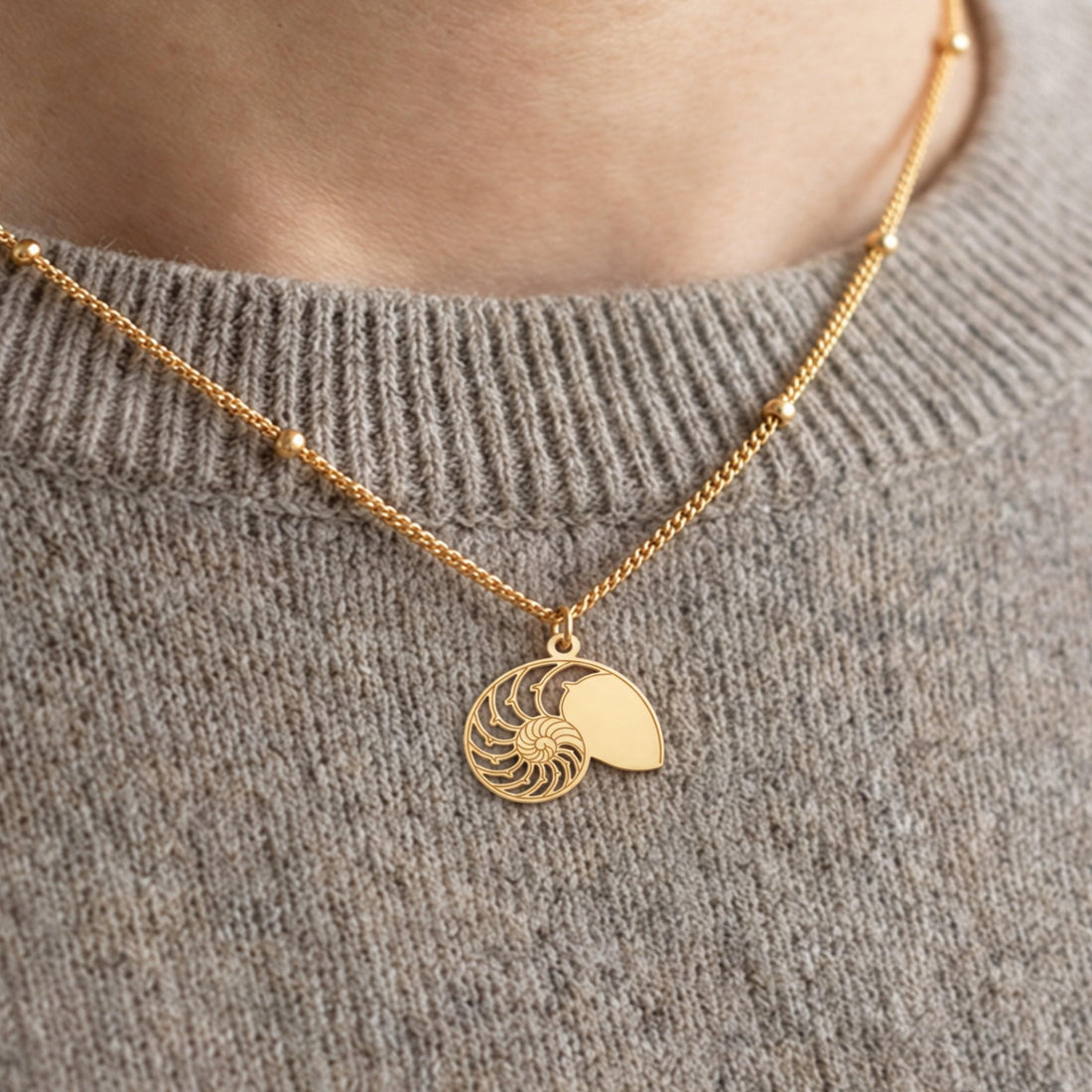 Nautilus Shell Beady Necklace