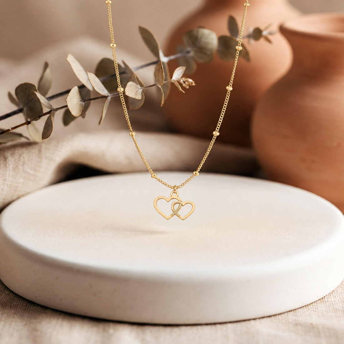 Interlocking Hearts Beady Necklace