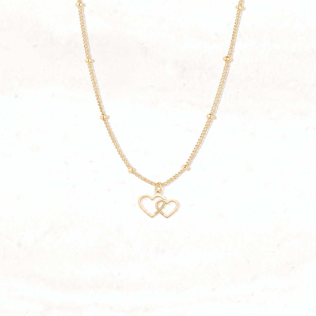 Interlocking Hearts Beady Necklace