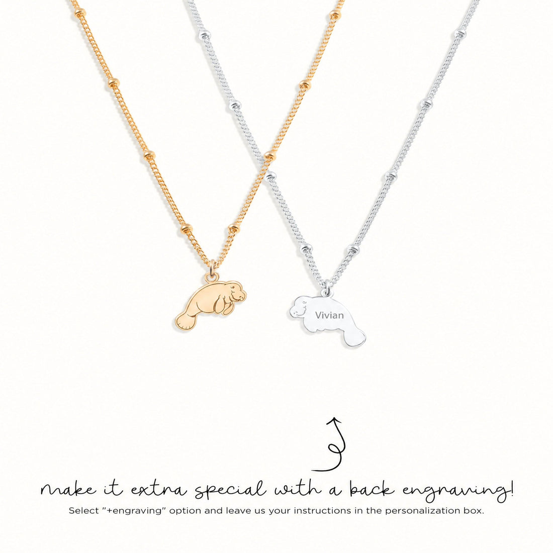 Manatee Charm Beady Necklace