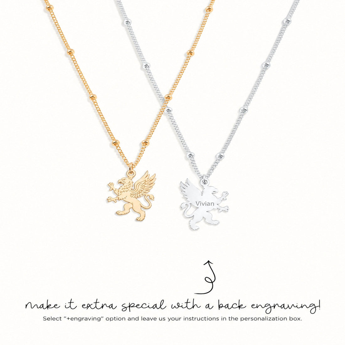 Griffin Charm Beady Necklace