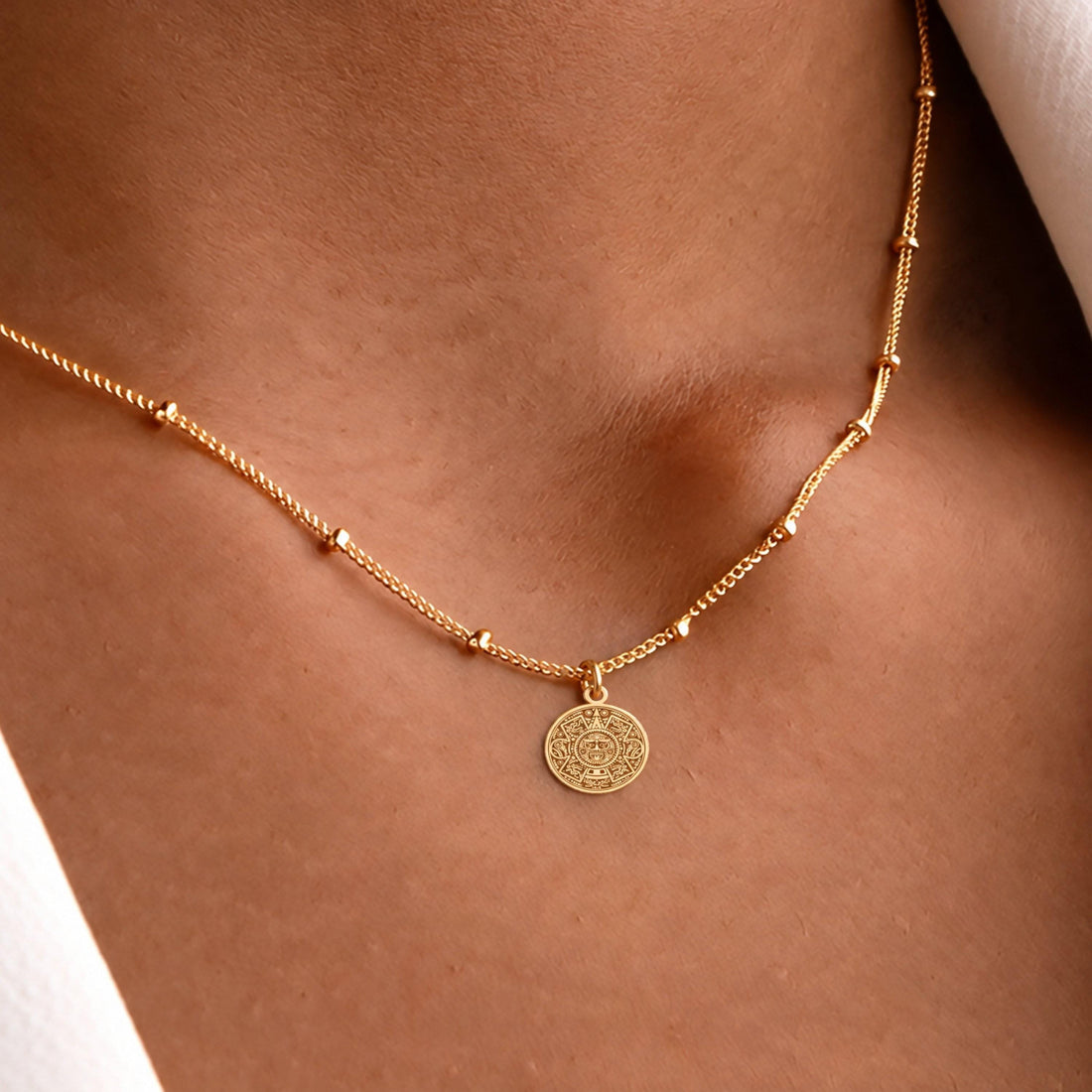 Aztec Calendar Charm Necklace