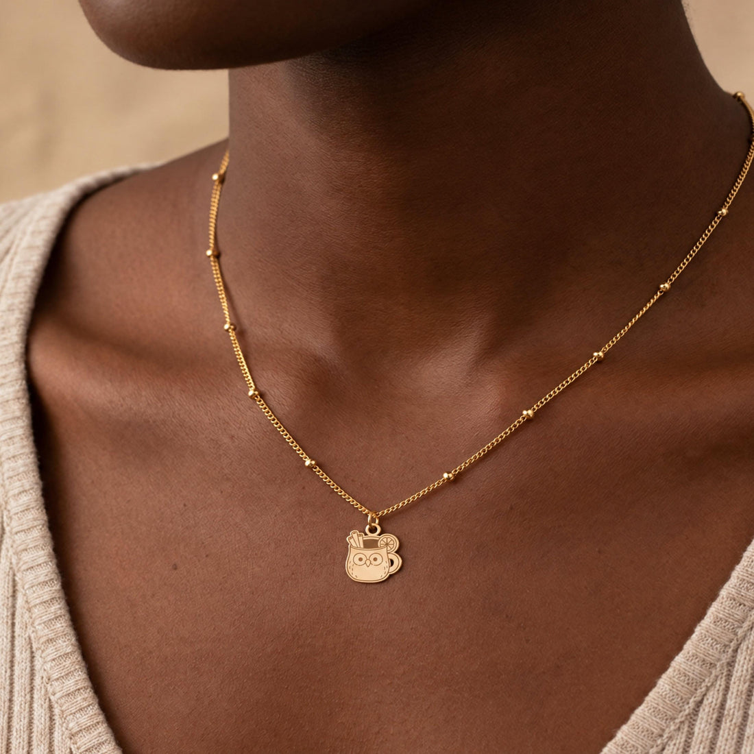 Owl Mug Beady Necklace