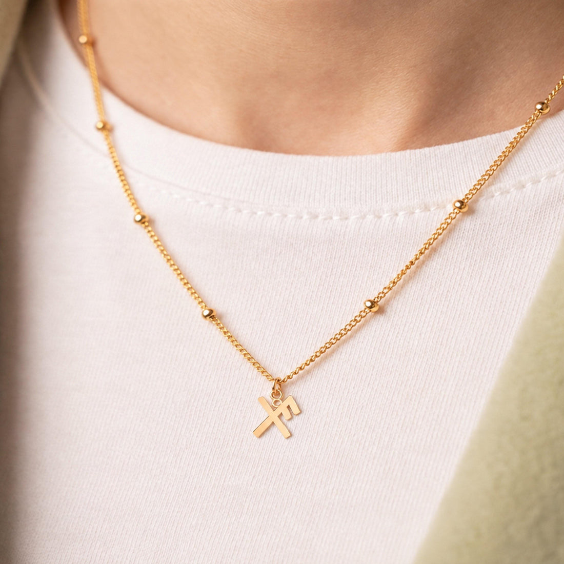 X Initial Beady Necklace