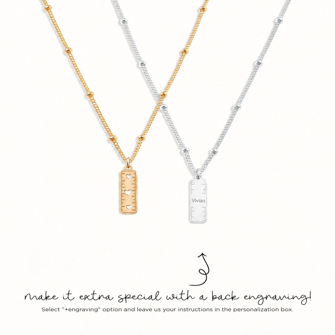 Ruler Charm Beady Necklace
