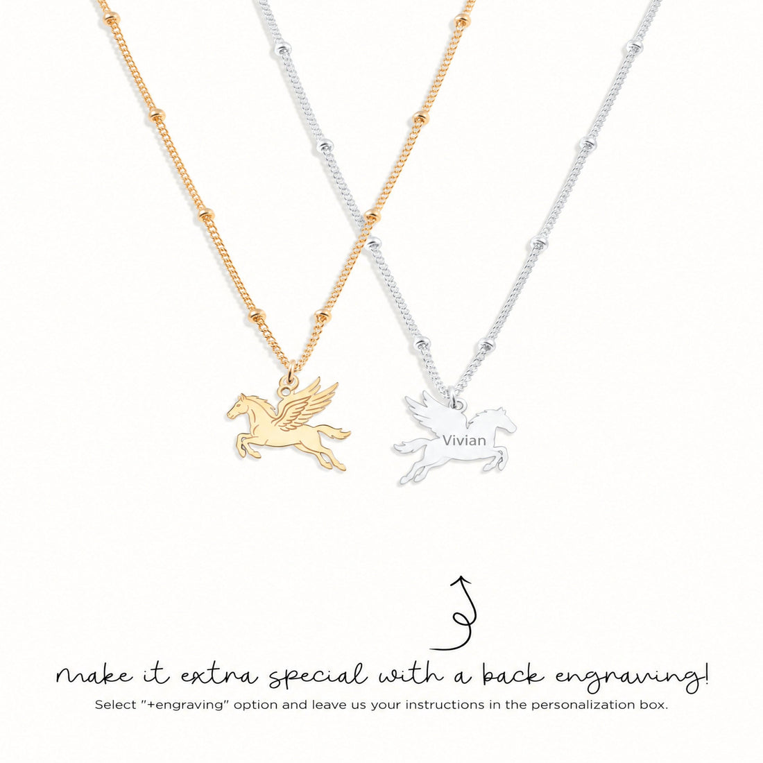 Pegasus Charm Beady Necklace