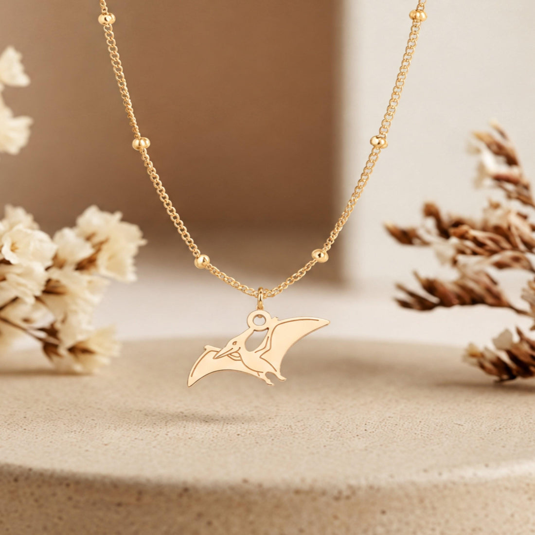 Pterodactyl Charm Beady Necklace