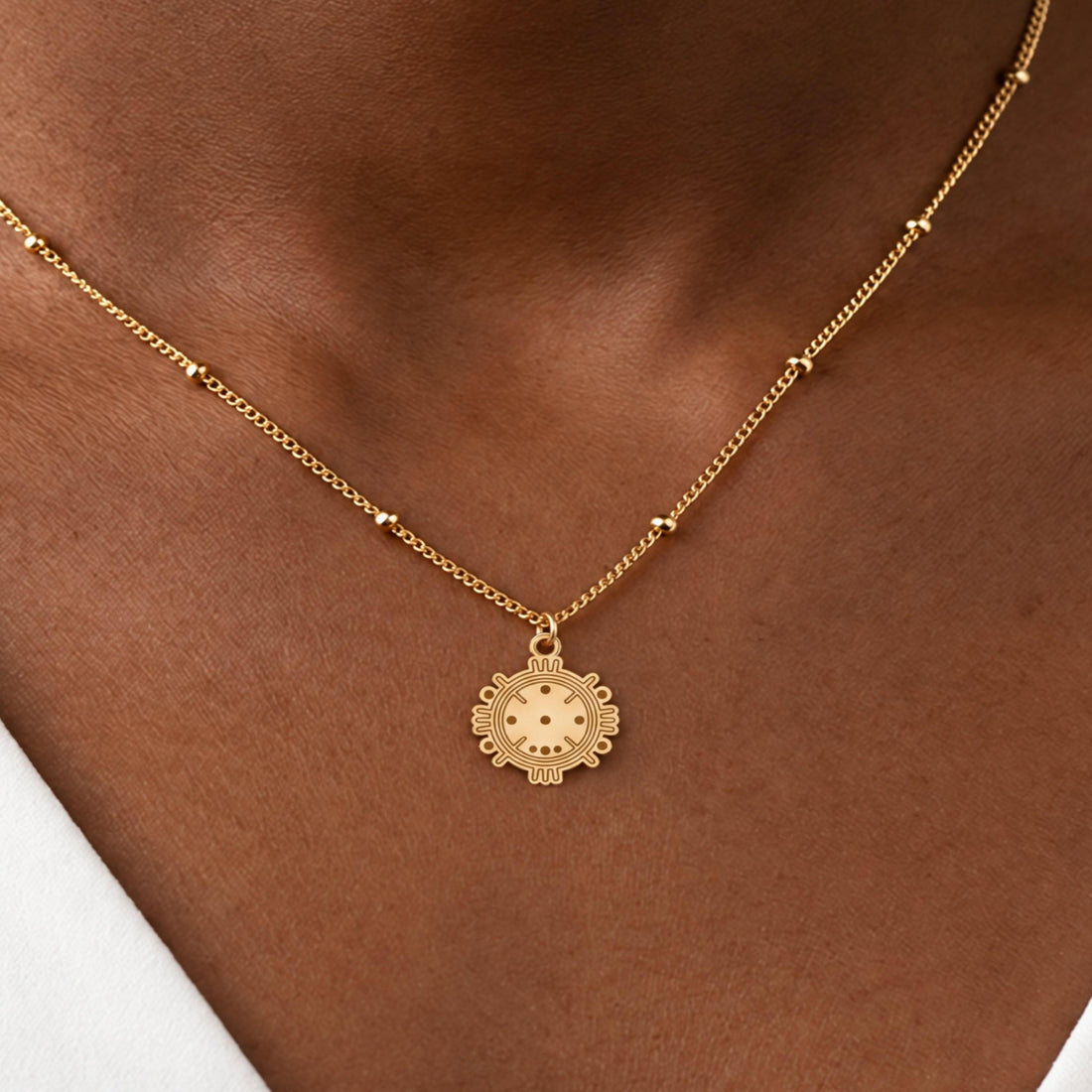 Sun Medallion Charm Necklace