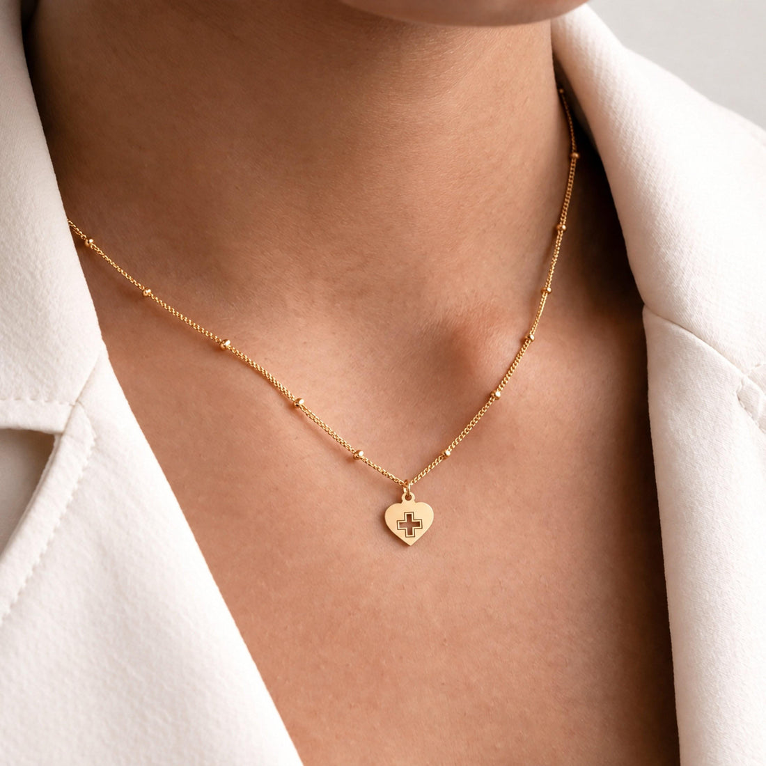 Heart Cross Beady Necklace