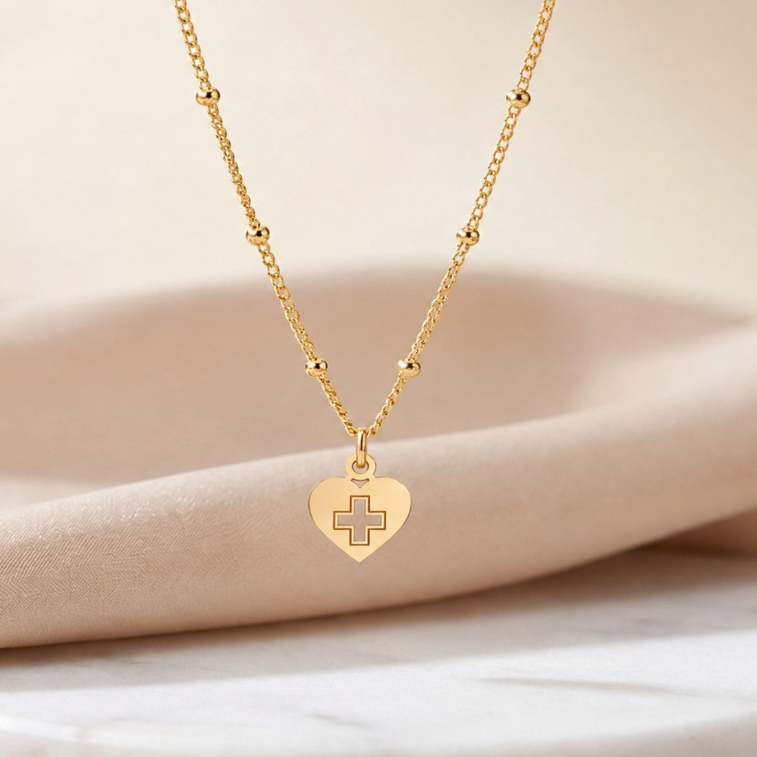 Heart Cross Charm Necklace