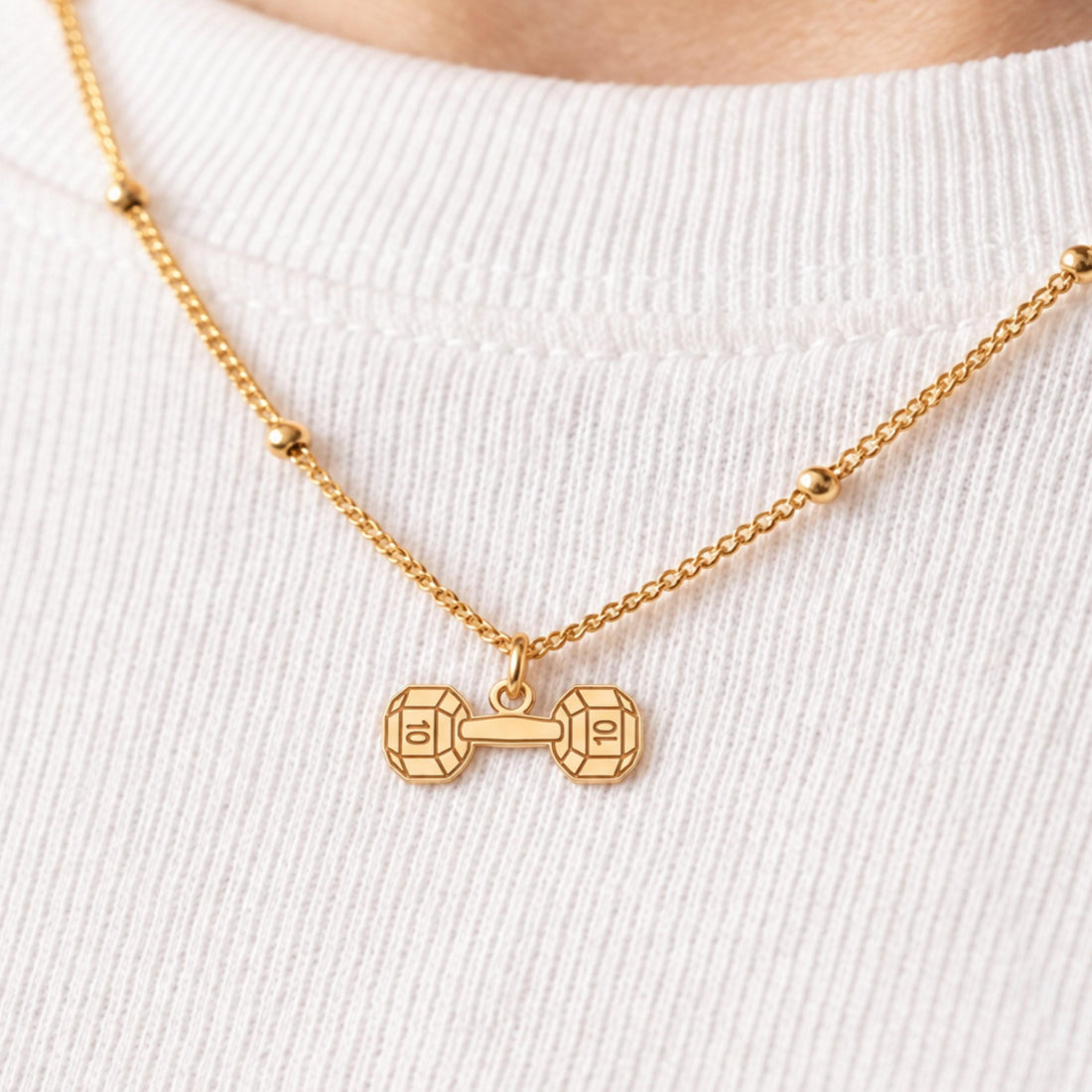 Dumbbell Weight Charm Necklace