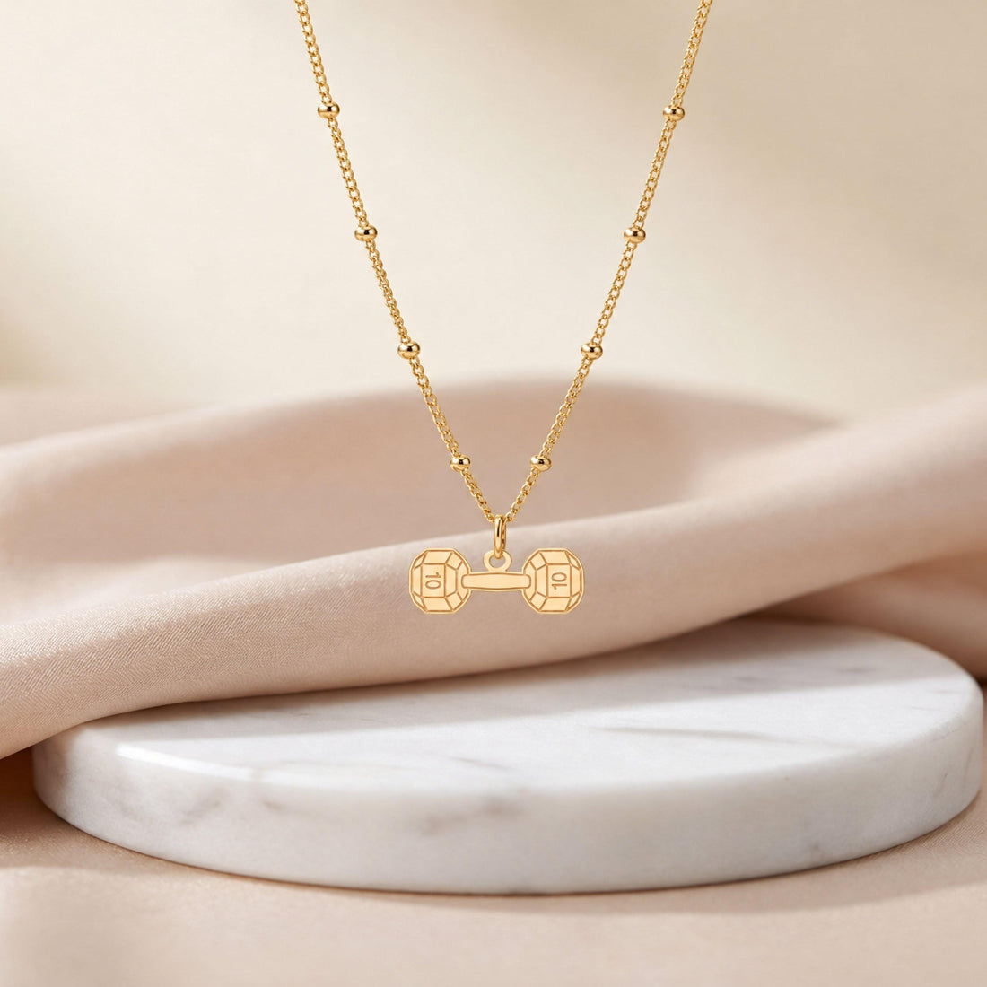 Dumbbell Weight Charm Necklace