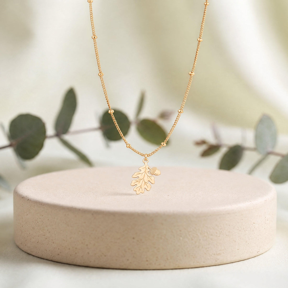 Oak Leaf Acorn Charm Necklace