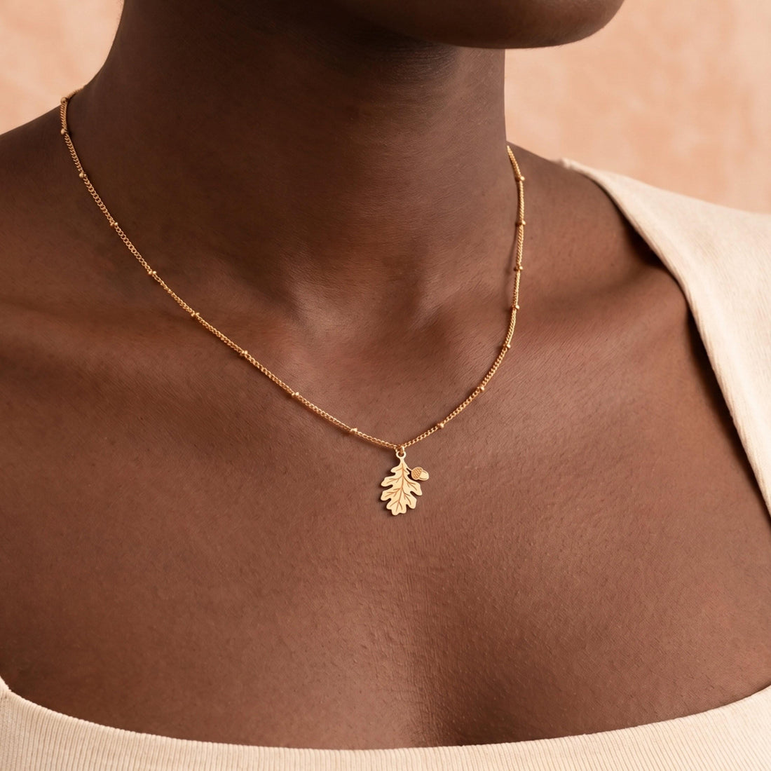 Oak Leaf Acorn Charm Necklace
