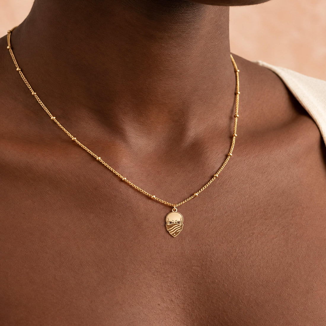 Bandana Skull Charm Necklace