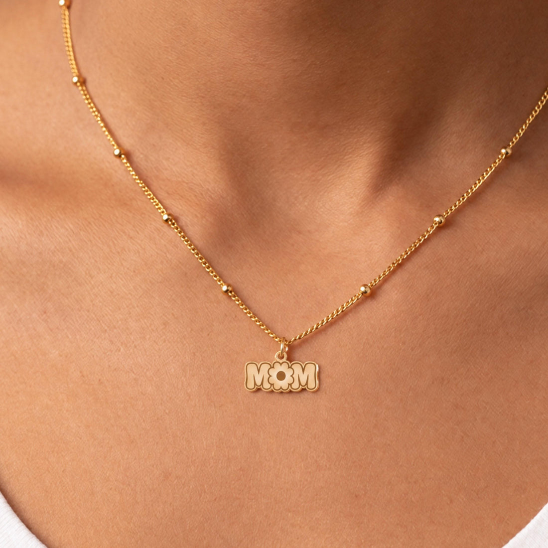 Mom Flower Charm Necklace