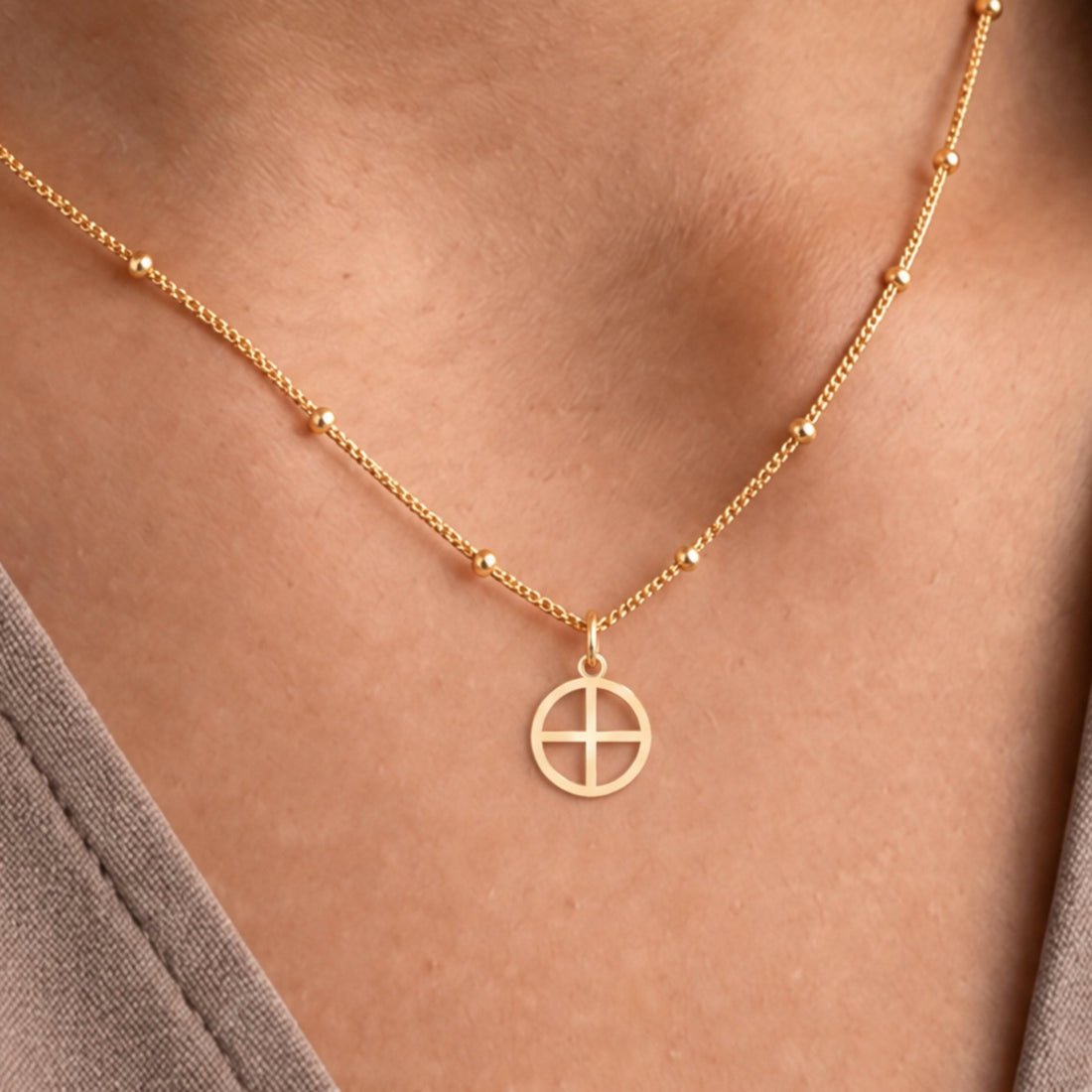 Cross Circle Charm Necklace