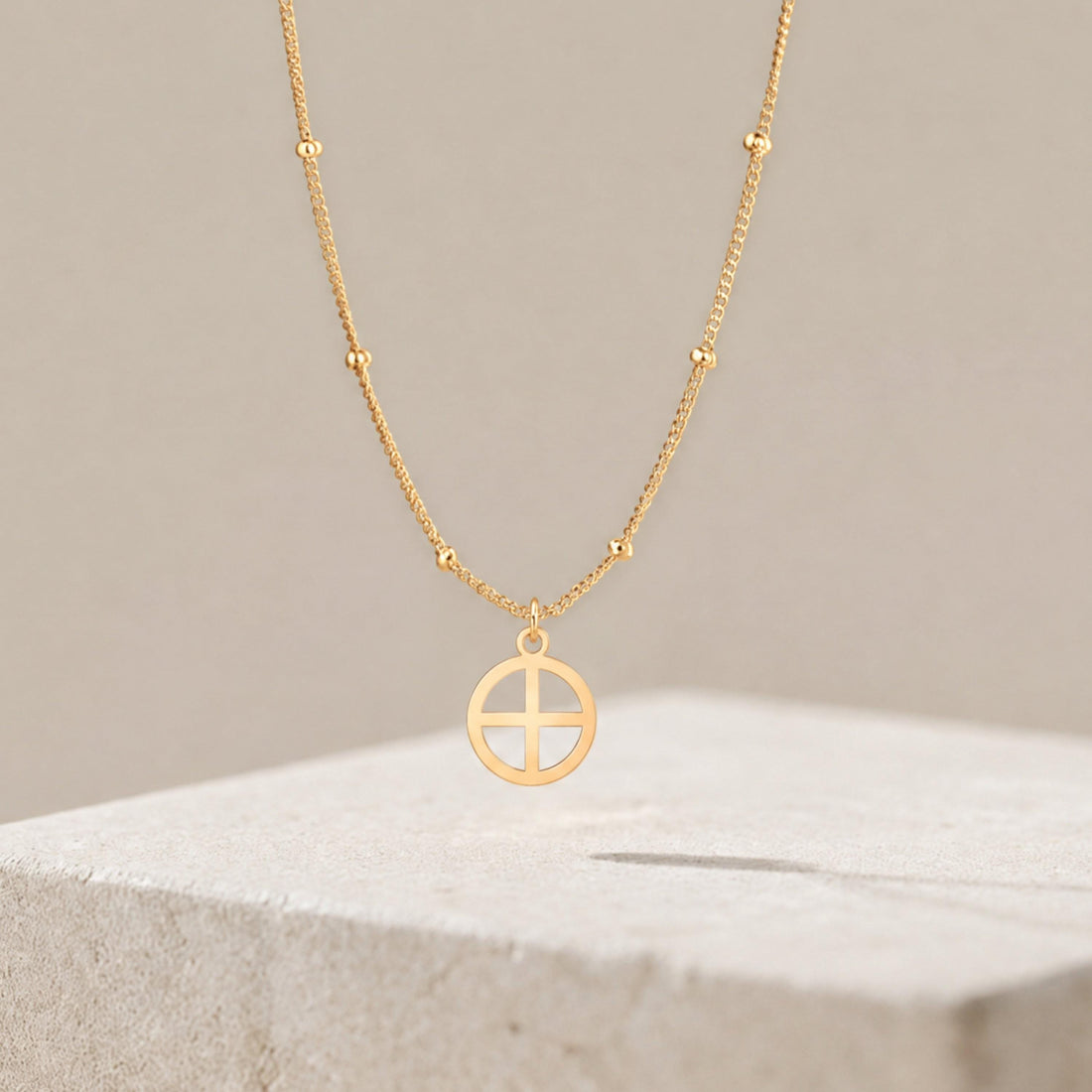 Cross Circle Charm Necklace