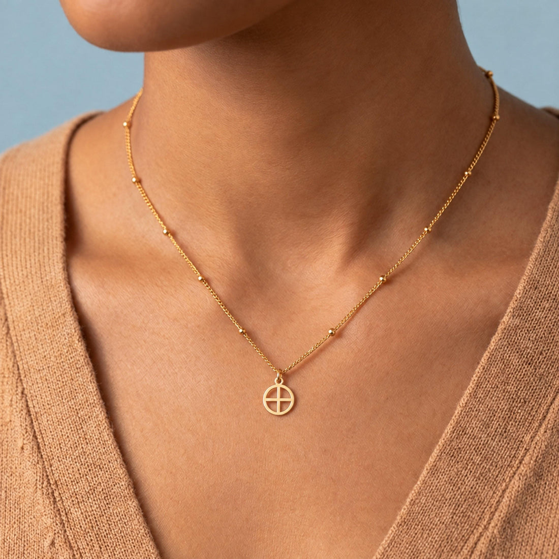 Cross Circle Charm Necklace