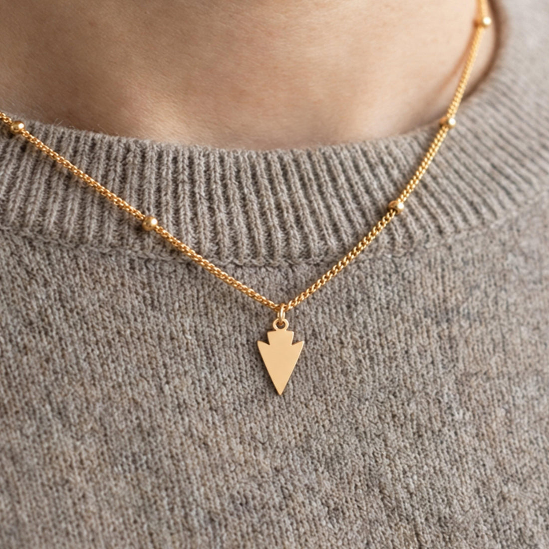 Notched Arrowhead Charm Necklace