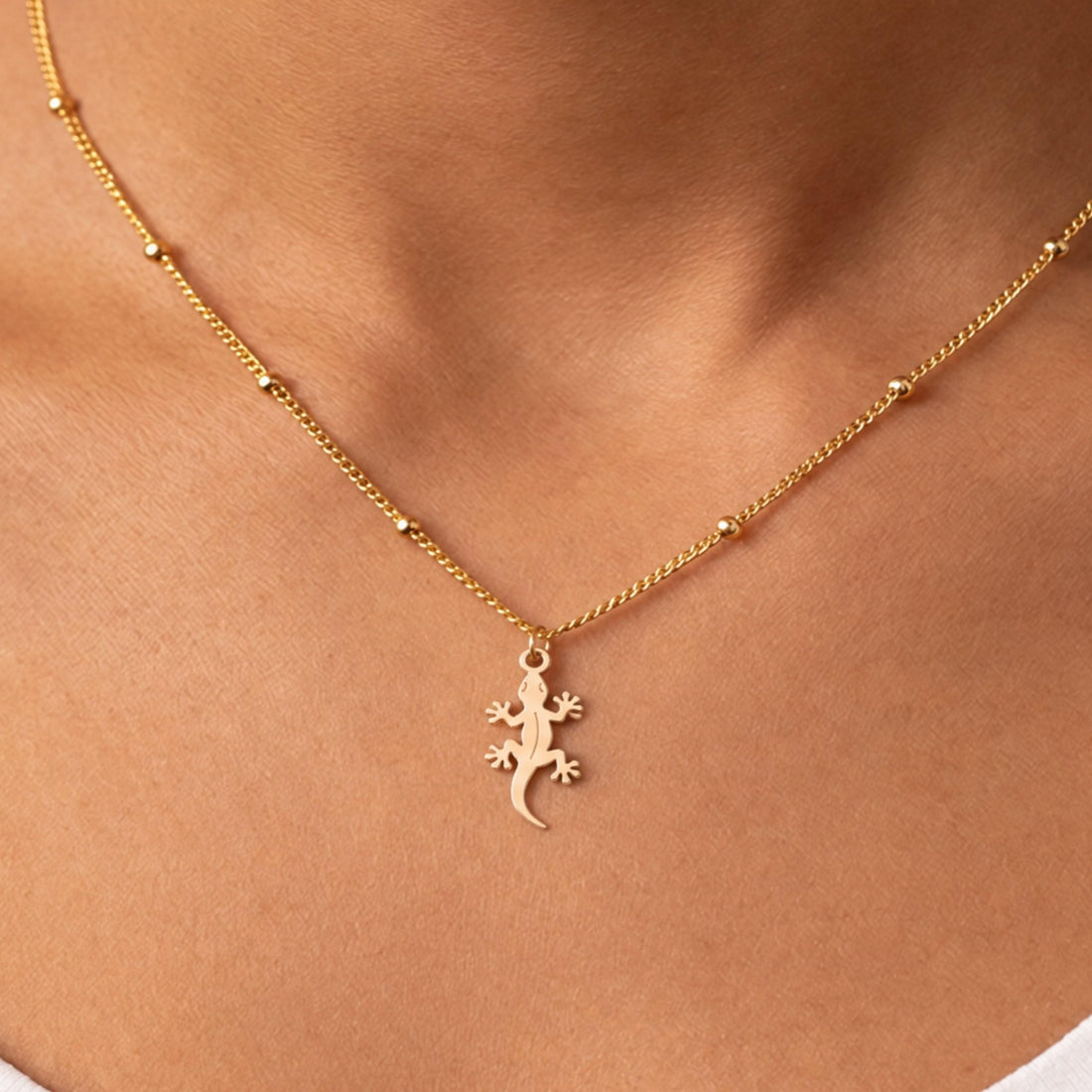 Gecko Lizard Charm Necklace