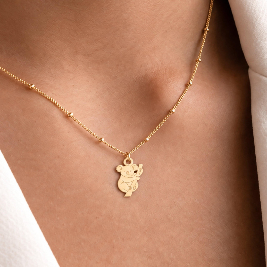 Koala Holding Branch Charm Necklace