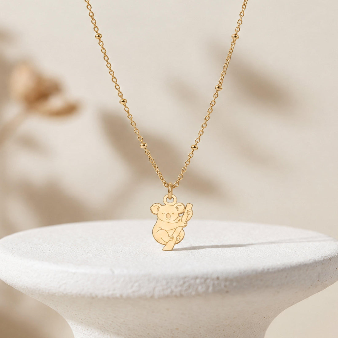 Koala Holding Branch Charm Necklace