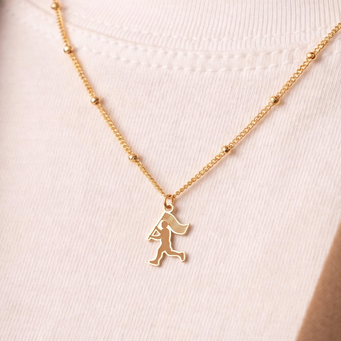 Running Girl Flag Charm Necklace