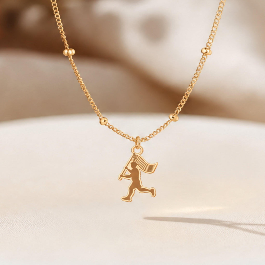 Running Girl Flag Charm Necklace