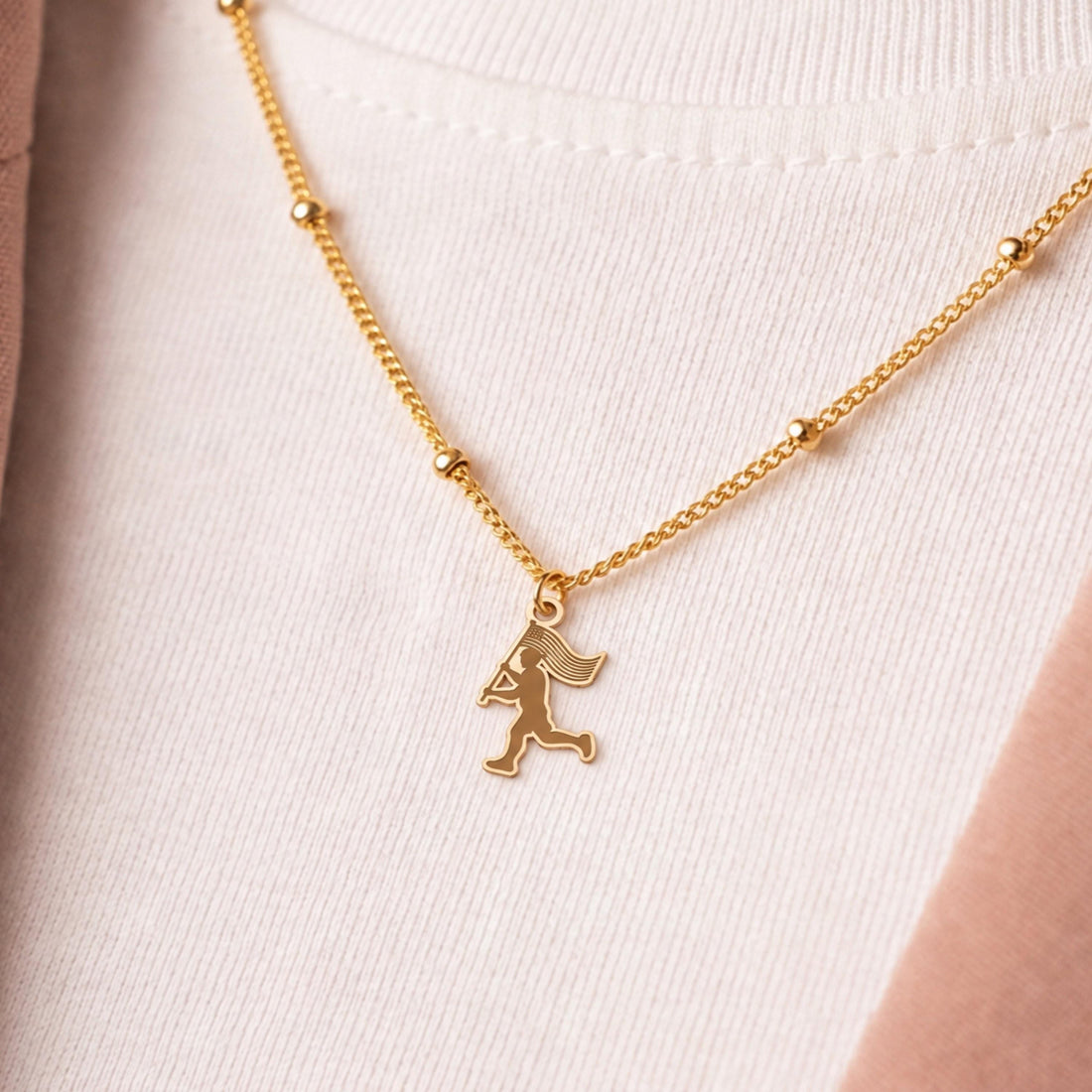 Running Girl Flag Charm Necklace