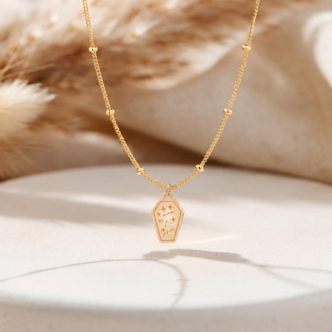 Bat Coffin Charm Necklace