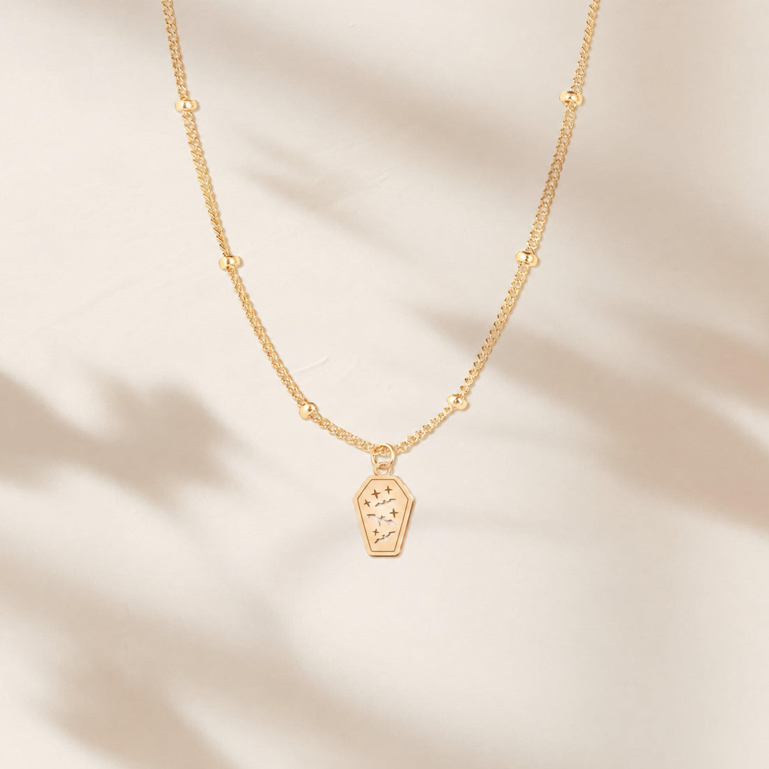Bat Coffin Charm Necklace