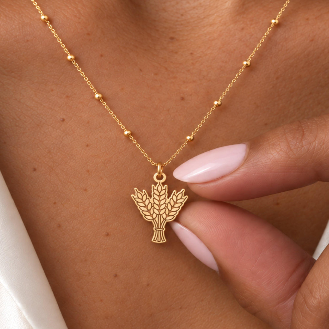 Wheat Sheaf Charm Necklace