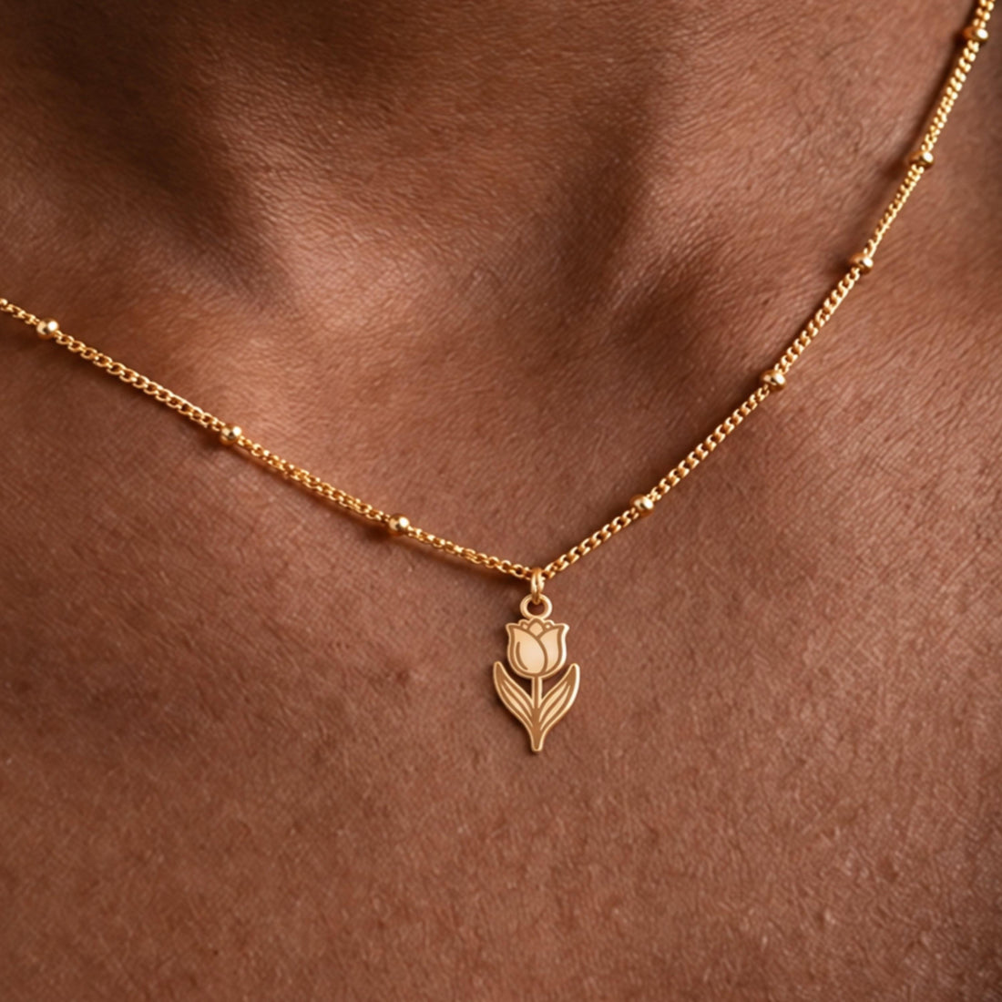 Tulip Flower Charm Necklace